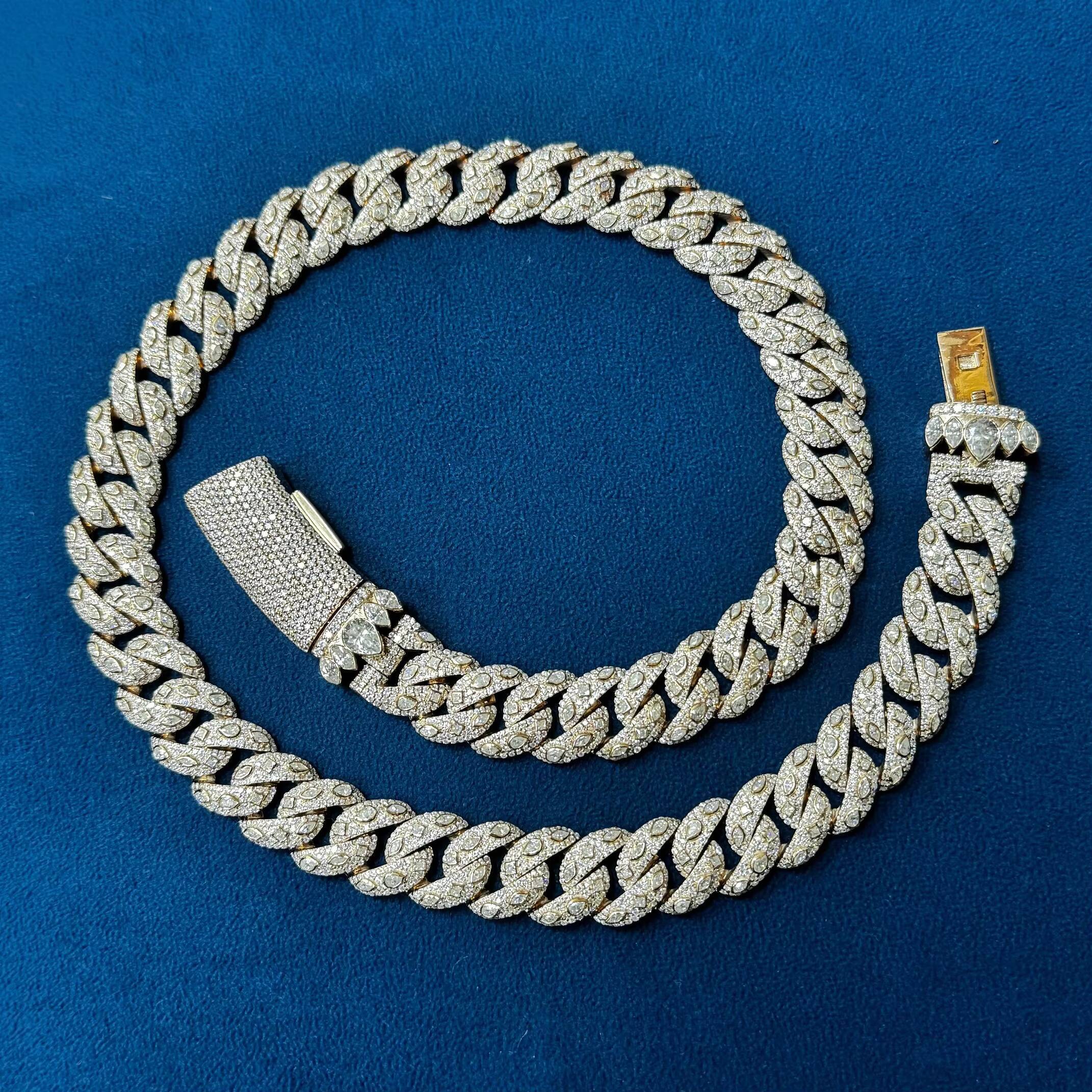 Premium Quality Moissanite Diamond Cuban Chain with Strong Clasp Stylish Design Long Lasting Shine for Men Daily Use from India