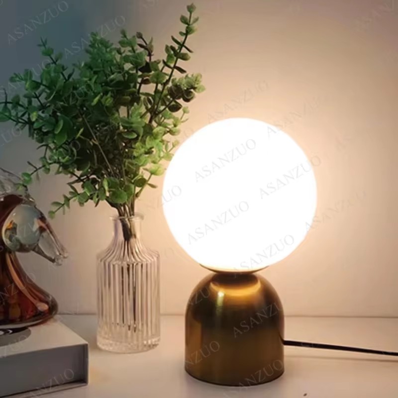 Nordic Glass Ball Table Lamp Gold Home Decor Living Room Office Bedroom Bedside Night Lights Reading Light