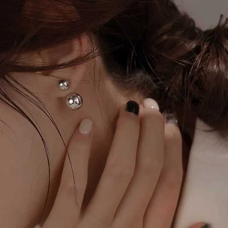 925 silver needle double round ball charm stud earrings suitable for womens barbecue parties weddings womens pendant eh1422 Y250401