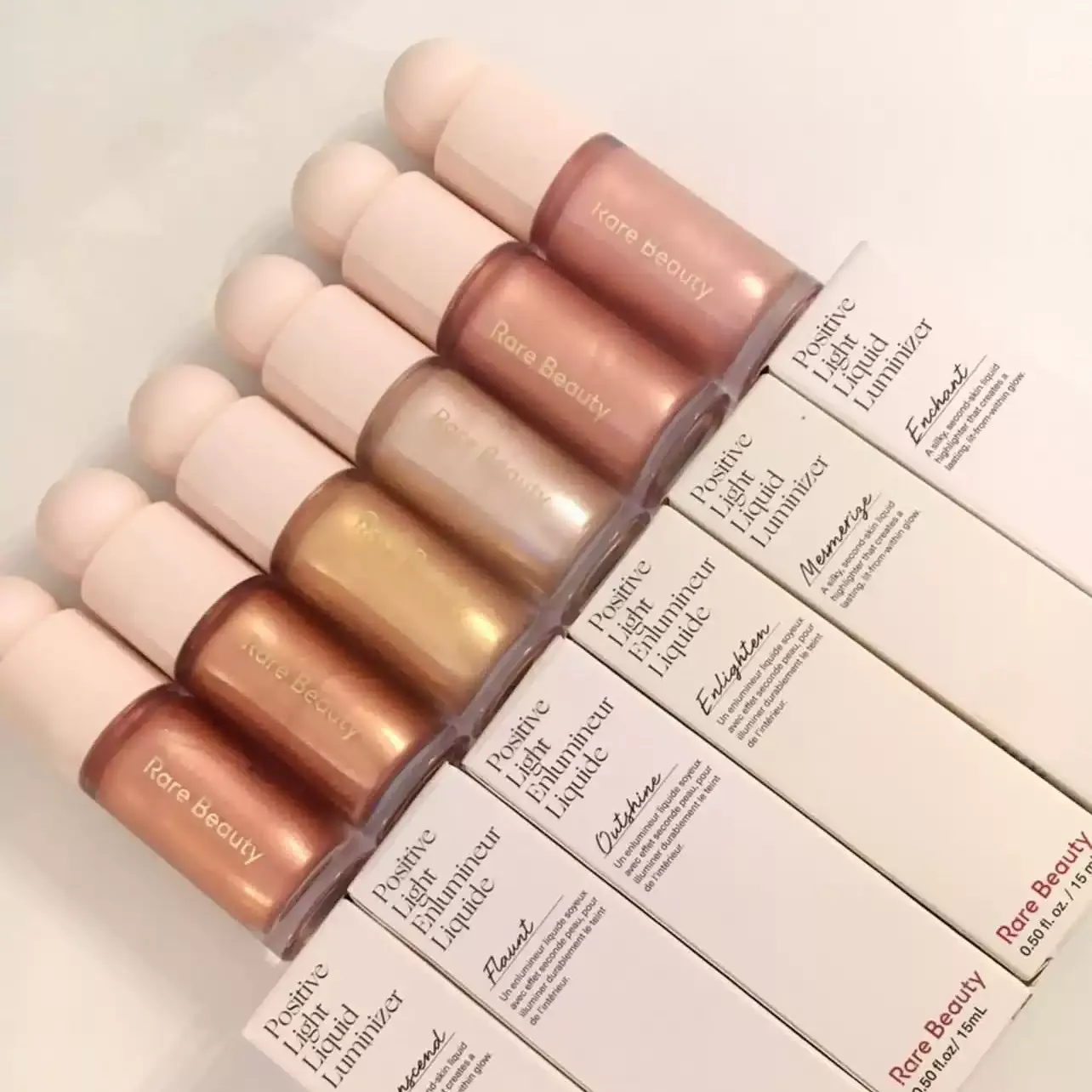 New Rare Beauty Positive Light Liquid Luminizer Makeup Highlighter Enlighten Enchant Mesmerize 15ml Positive Face Cosmetics Good Quality Liquid Highlighters