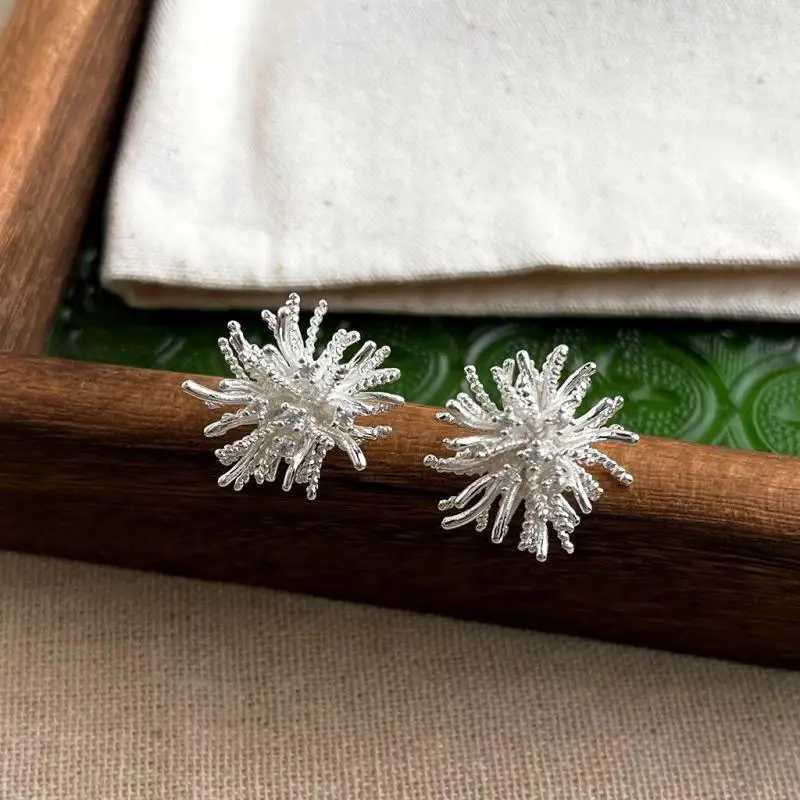2025 New Arrival Light Luxury Simple Crystal Dandelion Flower Metal Stud Earrings For Women Fashion Sweet Jewelry Accessories Y250401