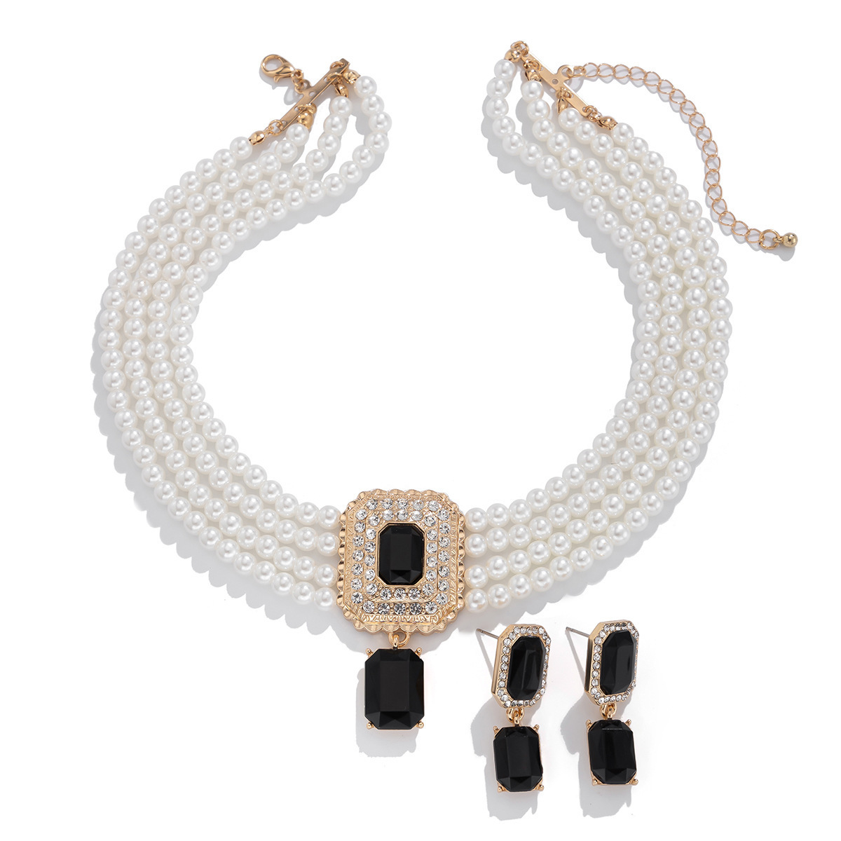 necklace moissanite chain necklaces designer Temperament light luxury square diamond gem necklace retro pearl bead collarbone necklace jewelry woman d