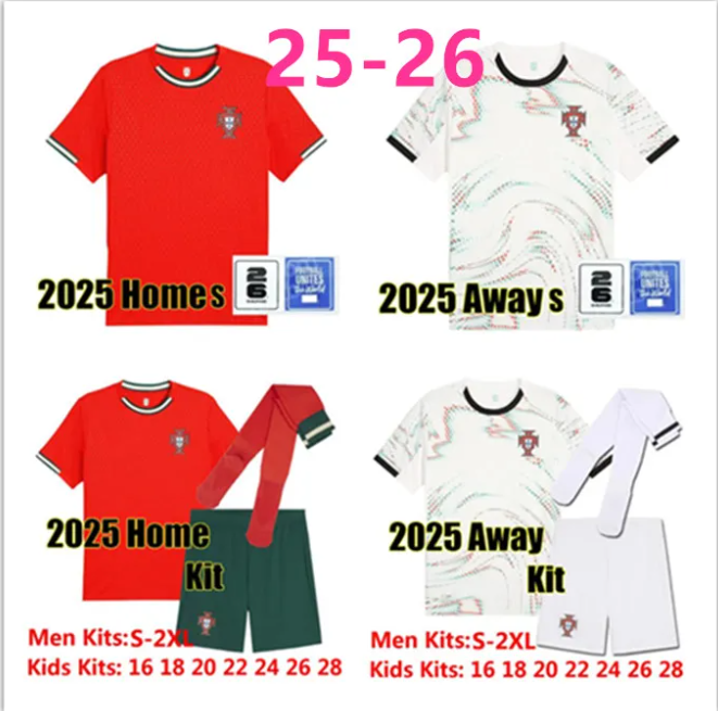 Men 25/26 Home kids Kits Socks Football B.FERNANDES shirts Man BERNARDO NETO shirt Portugal RONALDO soccer jerseys Pre match Kids Kit Football uniform