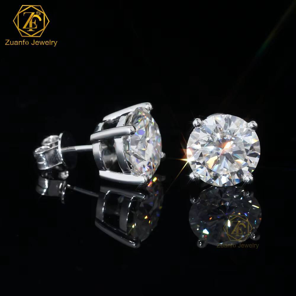 Wholesale Luxury Unisex 4Prong 10K 14K 18K Solid Gold Brilliant Cut 5mm 65mm 8mm Moissanite Stud Earrings GRA Certified