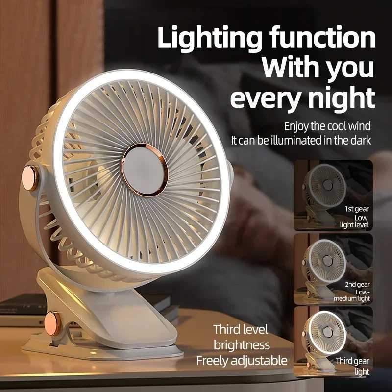 8000mAh camping fan rechargeable desktop portable air circulation device wireless ceiling electric fan with LED light clip on household fanXJ250402