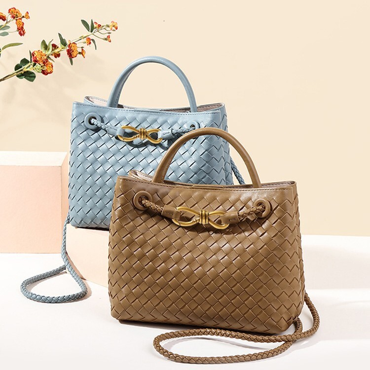 New fashionable women s bag with bow bag hand woven handbag trendy handheld shoulder width design European and American style designer bag