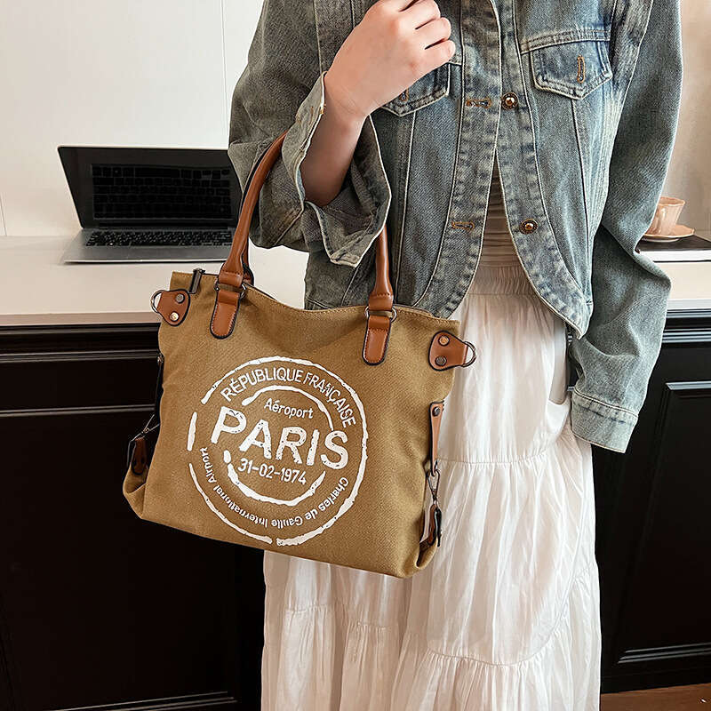 2025 NEW New Handheld Women's Trendy Fashion Letter Tote Bag Casual Commuter Large Capacity Single Shoulder Diagonal Span
