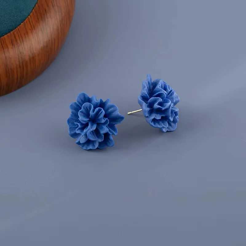 Blue flower stud earrings resin charm Exaggeration temperature cute earrings womens fashion wedding party elegant jewelry Y250401