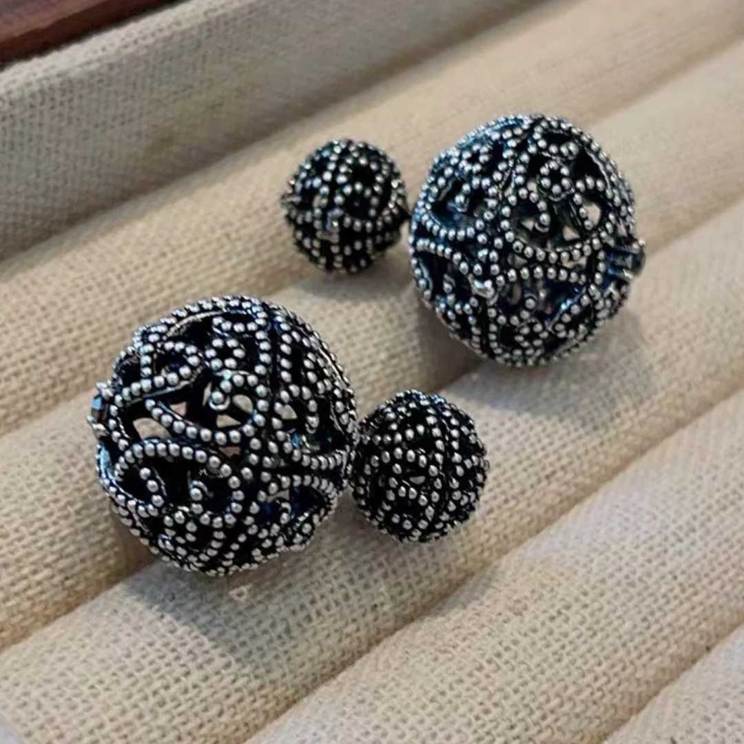 Rose stud earrings unique design making old earrings heavy-duty metal ball jewelry different ball jewelry luxury womens clothing accessories Y250401