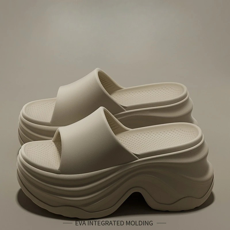 YNPO Solid Color EVA Platform Slippers Women Thick Sole Non Slip Beach Slides Sandals Lady Summer Soft Sole Wedge Heel Slipper 251030