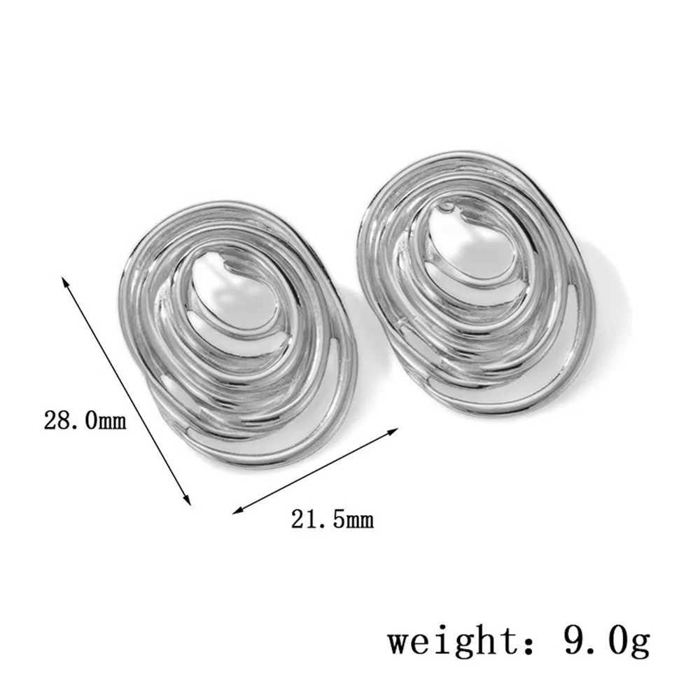 Stainless steel oval wire stud earrings Exaggerated Gold Color Party earrings womens simple jewelry accessories Y250401