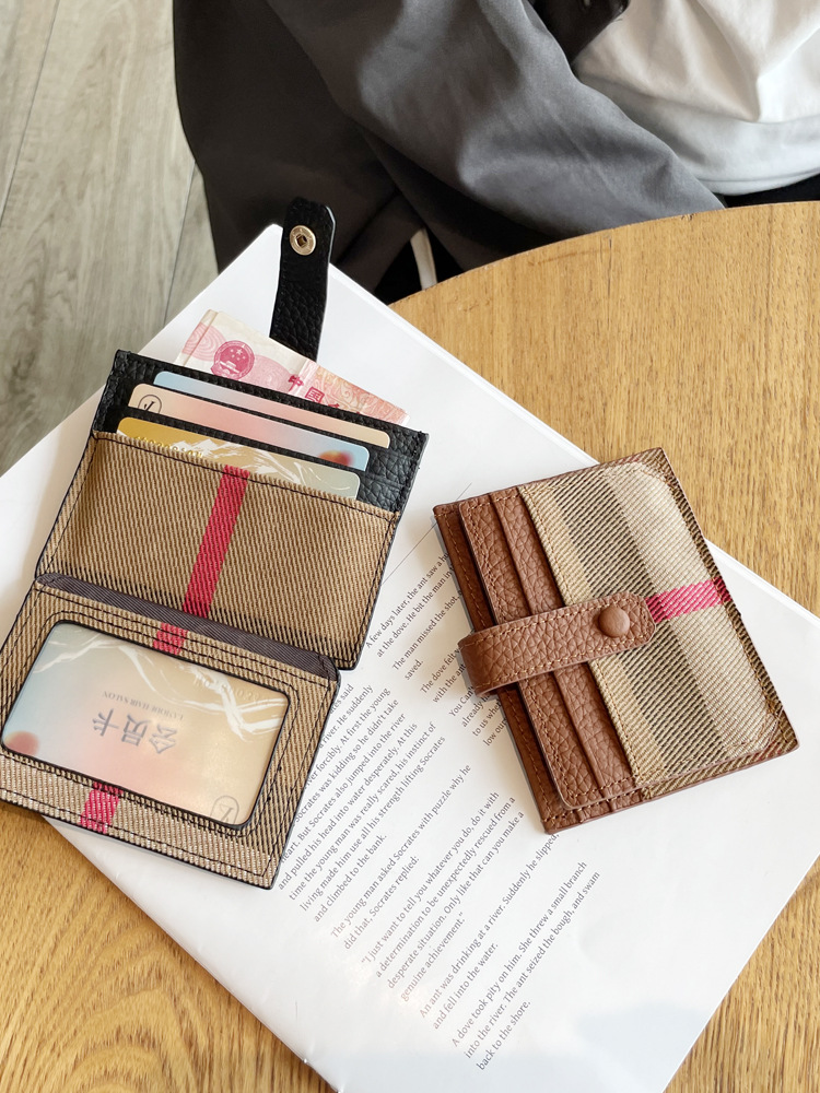 Free Shipping Luxury Card Holders Women's Genuine Leather Slim Card Holder, Multi Slot Wallet with ID Window, Color Block Mini Zip Around Coin Pu