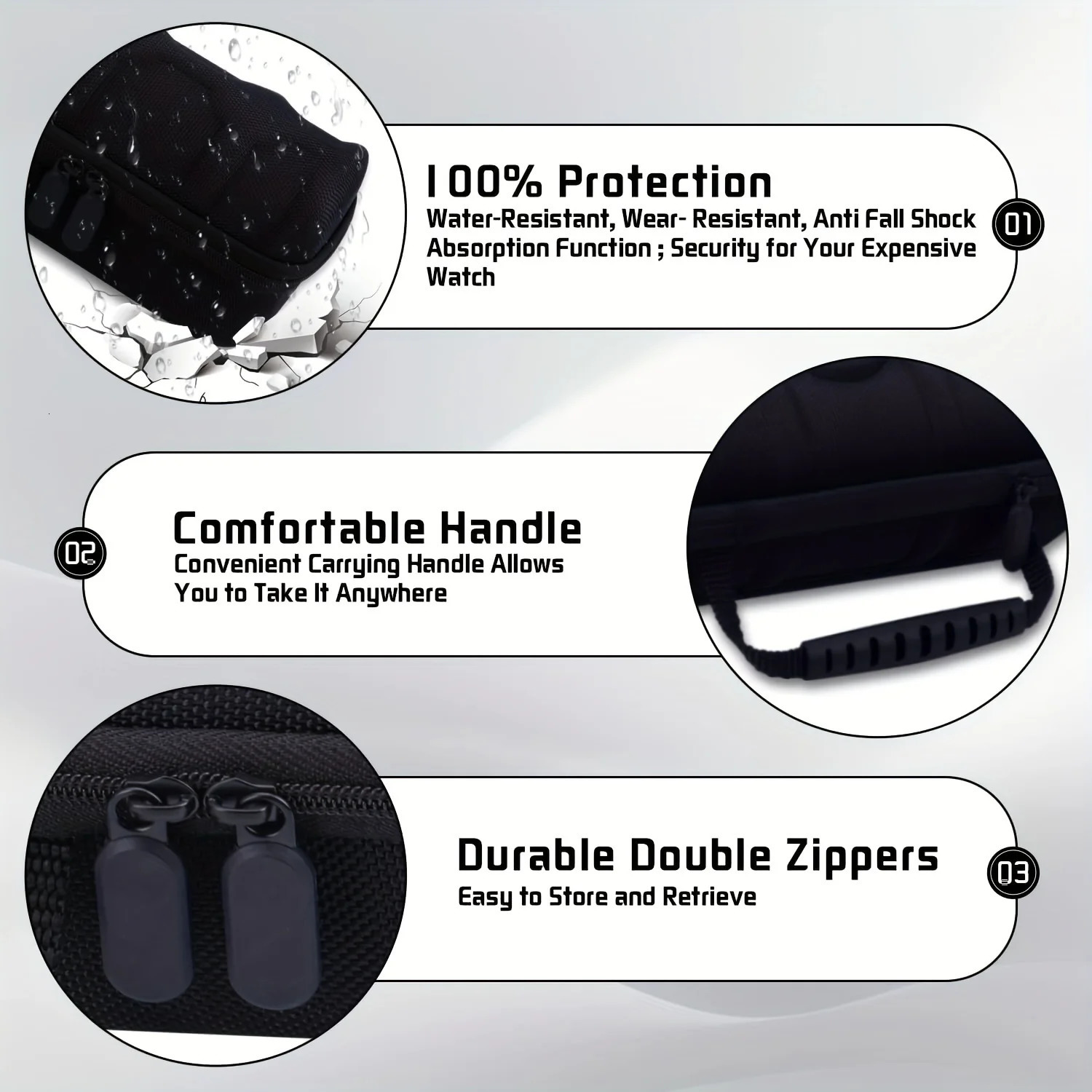 5Slot Black Nylon Watch Travel Case Protective Storage Organizer with Watch Pillow Display Cabinet and Holder Watch Case 251027