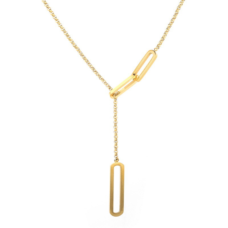 Fashionable Women's Oblong-Shape 316L Stainless Steel Pendant Necklace with Elegant Tassel Detail