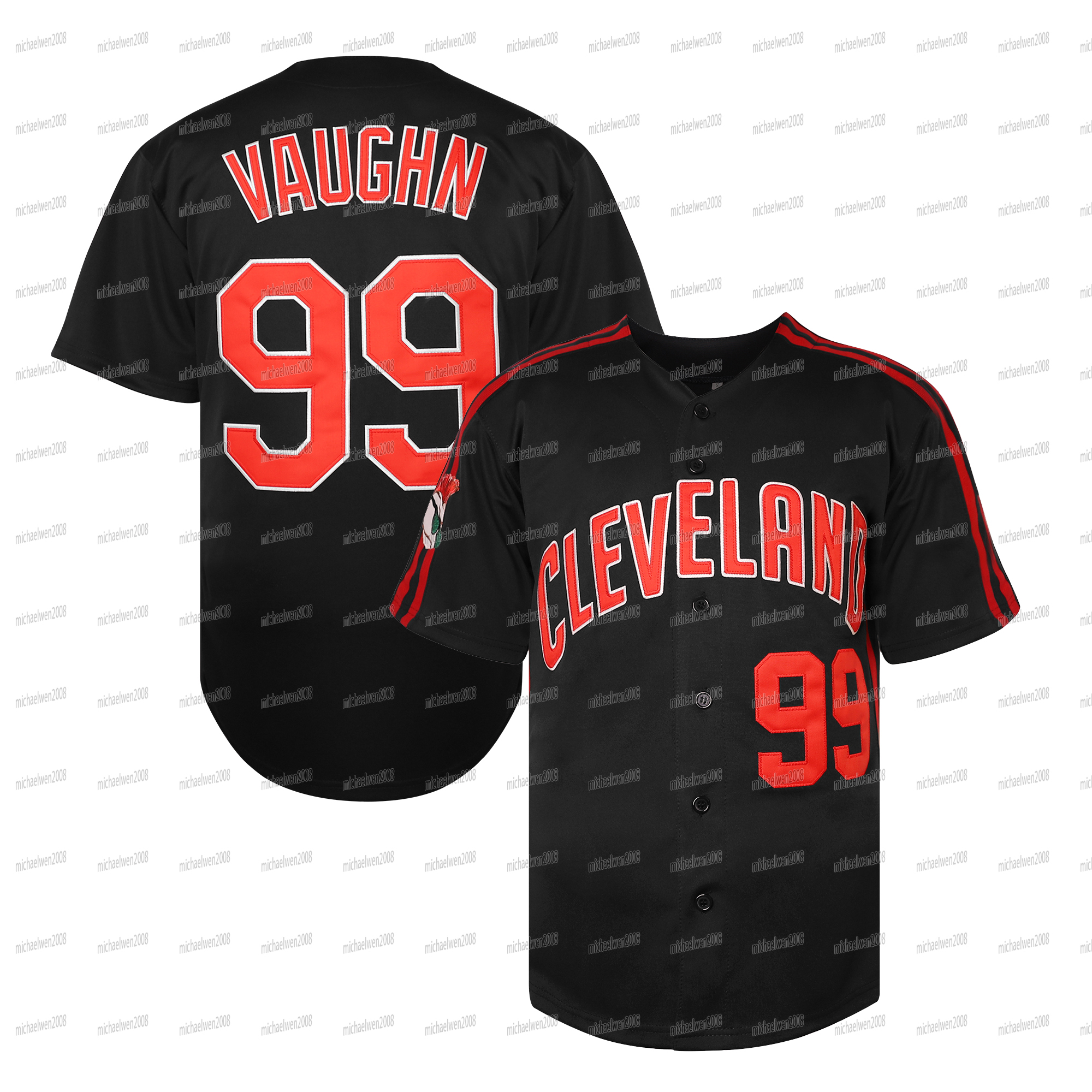 In stock Men's 99 Ricky Vaughn 7 LOFTON 19 Bob Feller Retro Baseball Jersey Stitched Embroidered Polyester Retro Classic Letter Number Movie Jers