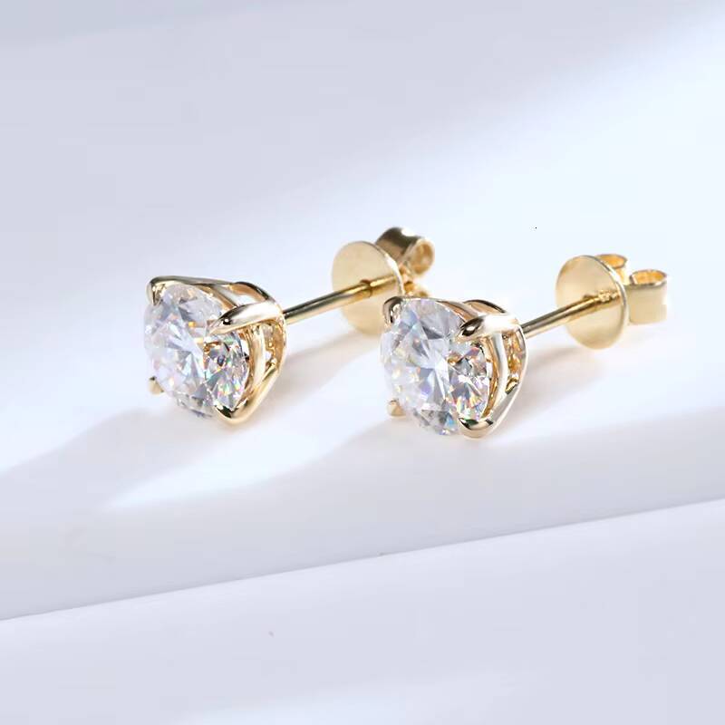 IGI Certificate Classic 4 Prongs Diamond Stud Earrings 14K Solid Gold Jewelry D VS1 Lab Diamond Stud Earrings for Men Women