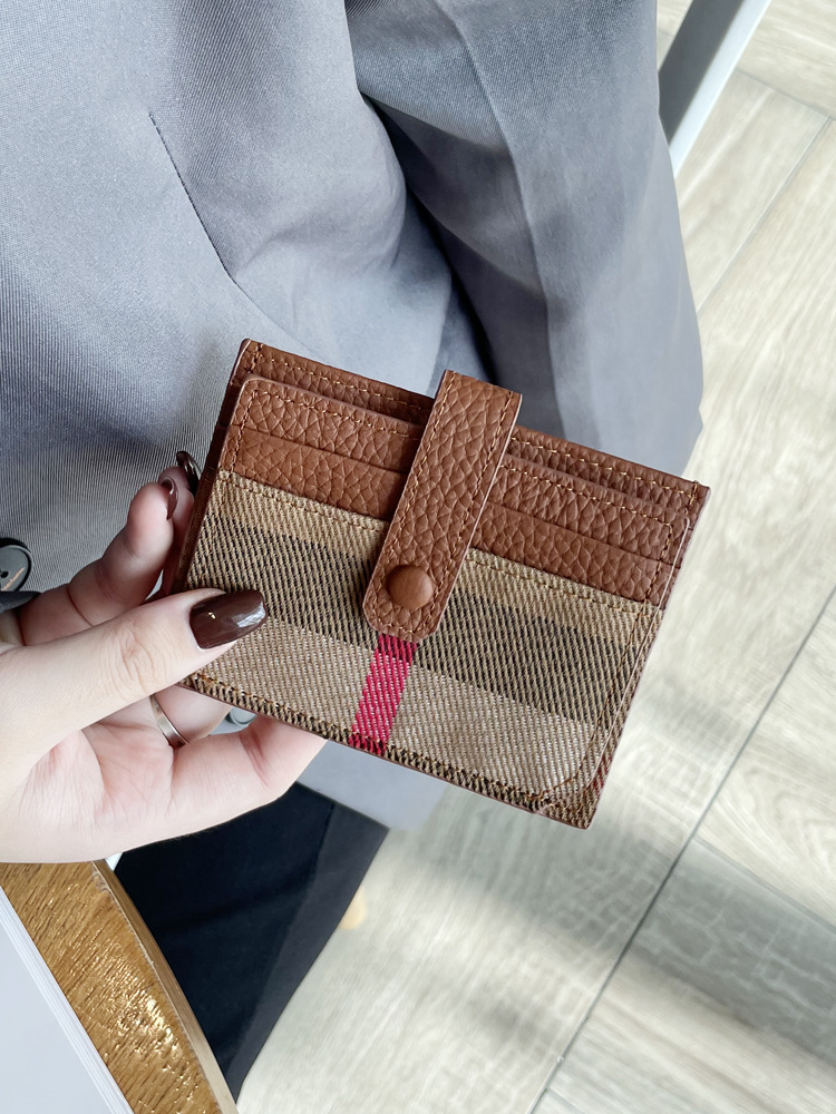 Free Shipping Luxury Card Holders Women's Genuine Leather Slim Card Holder, Multi Slot Wallet with ID Window, Color Block Mini Zip Around Coin Pu