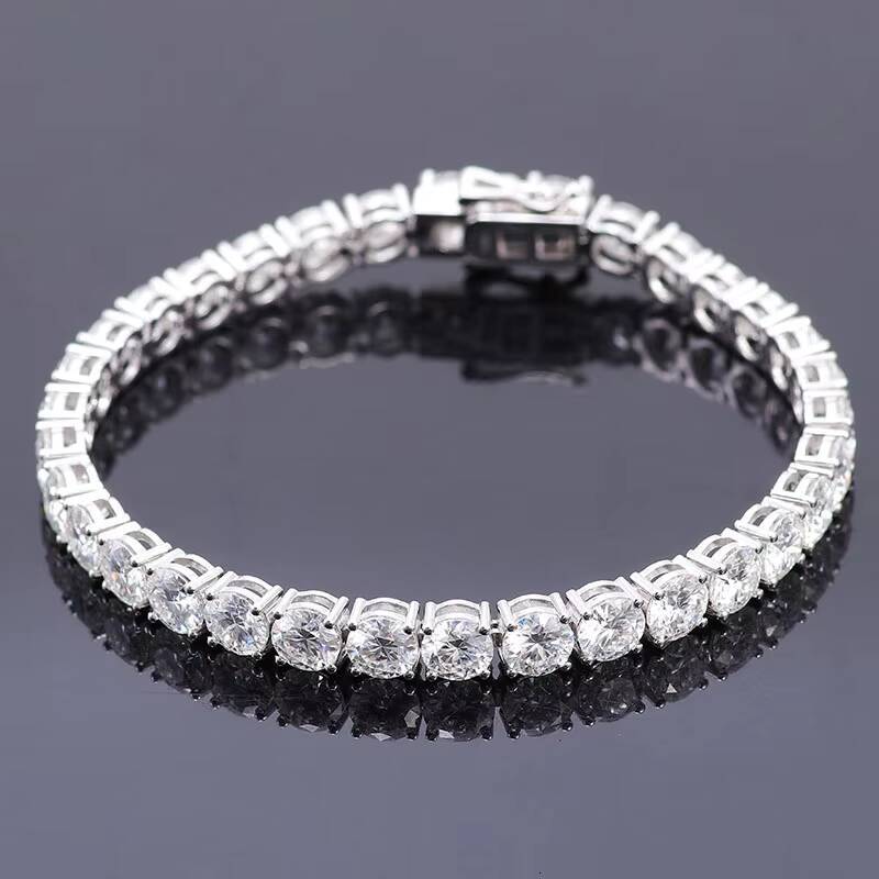 Iced Out Jewely Custom 14K Real Yellow Gold White Gold Rose Gold VVS Moissanite Diamond Tennis Charms Bracelets