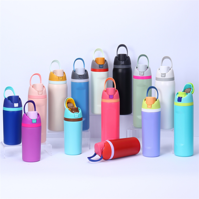 Custom Logo Fruit Double Wall Insulated Sports Water Bottle 16oz 19oz 24oz 32oz Stainless Steel Water Bottle With Lid and Straw