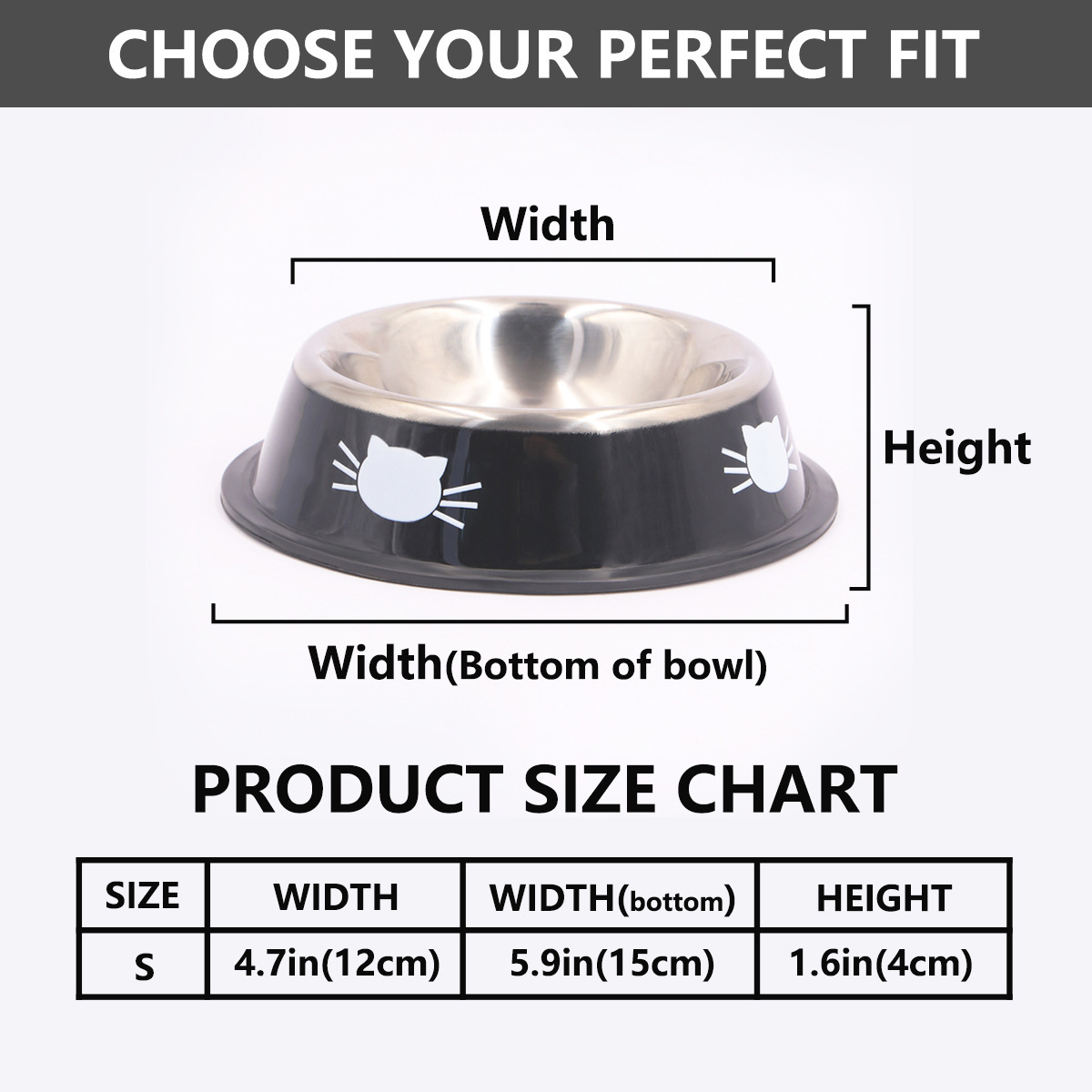 Anti-Slip Stainless Steel Cat Food Bowl Set with Detachable Rubber Base 7 Ounce Capacity, Cute Color Design for Small Pets