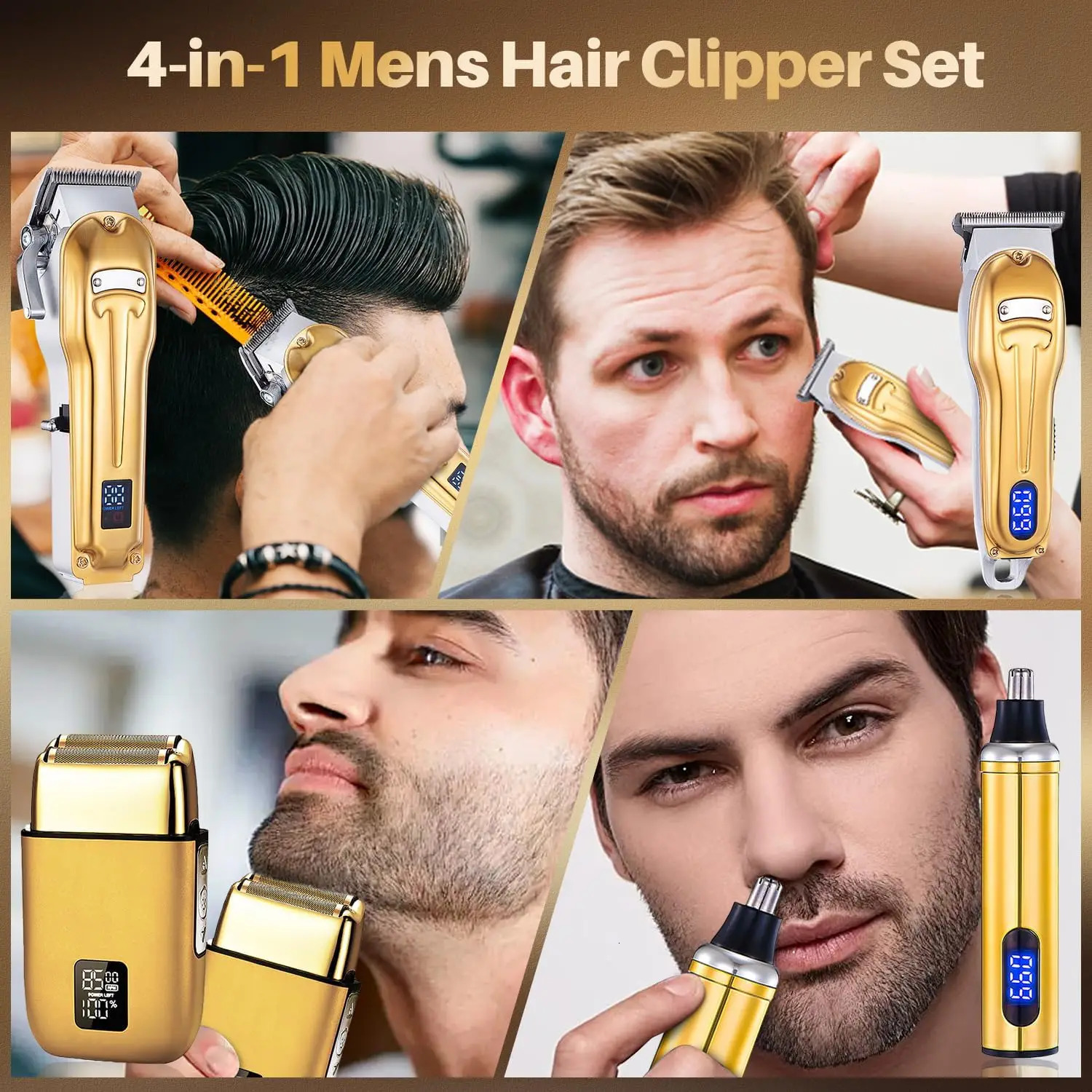 Professional Hair Clippers For Men Nose Hair Trimmer Beard Trimmer 4piece Set Cordless Rechargeable Barber Clippers For Men 251030