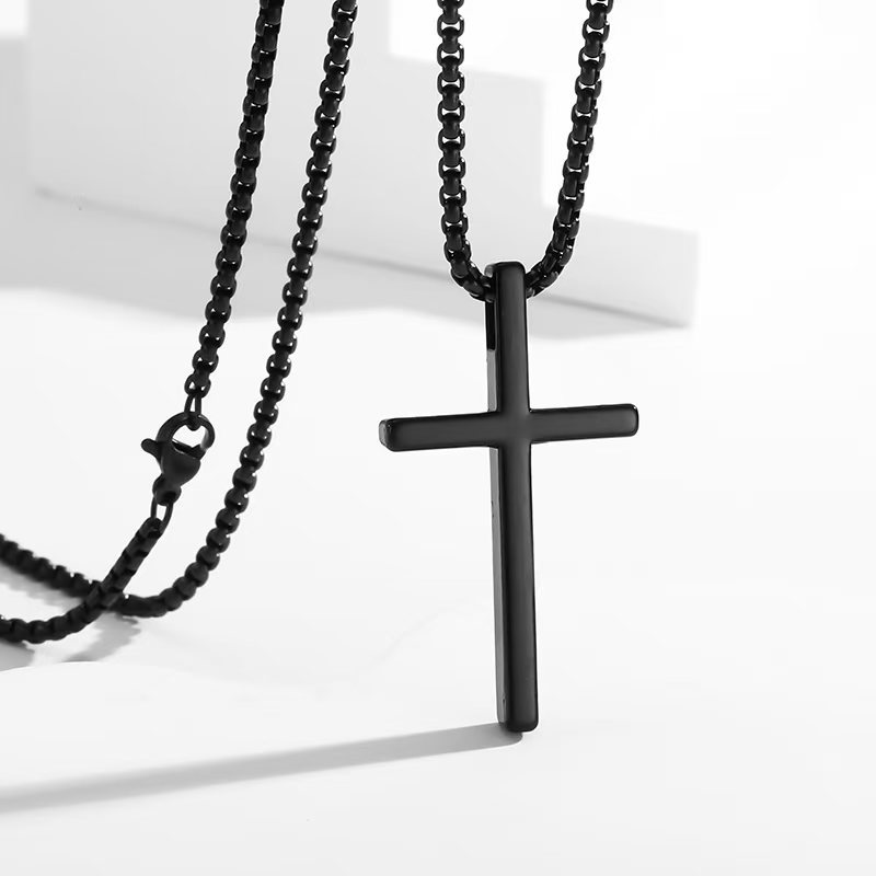 Elegant Stainless Steel Cross Pendant Necklace for Men & Women Modern Silver Design