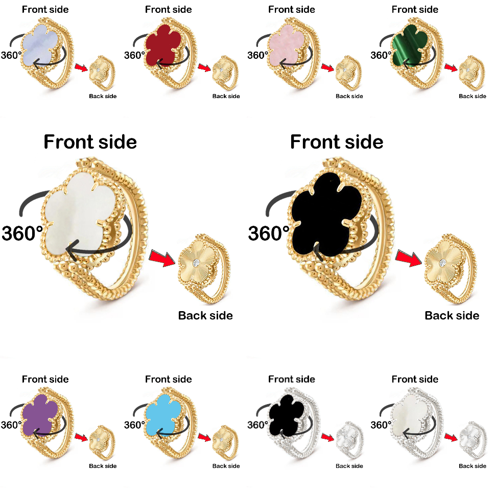 wedding ring luxury jewelry women engagement rings for women 15mm clover Rotating ring High-quality double-sided ring designer ring designer fashion ring gift for gf