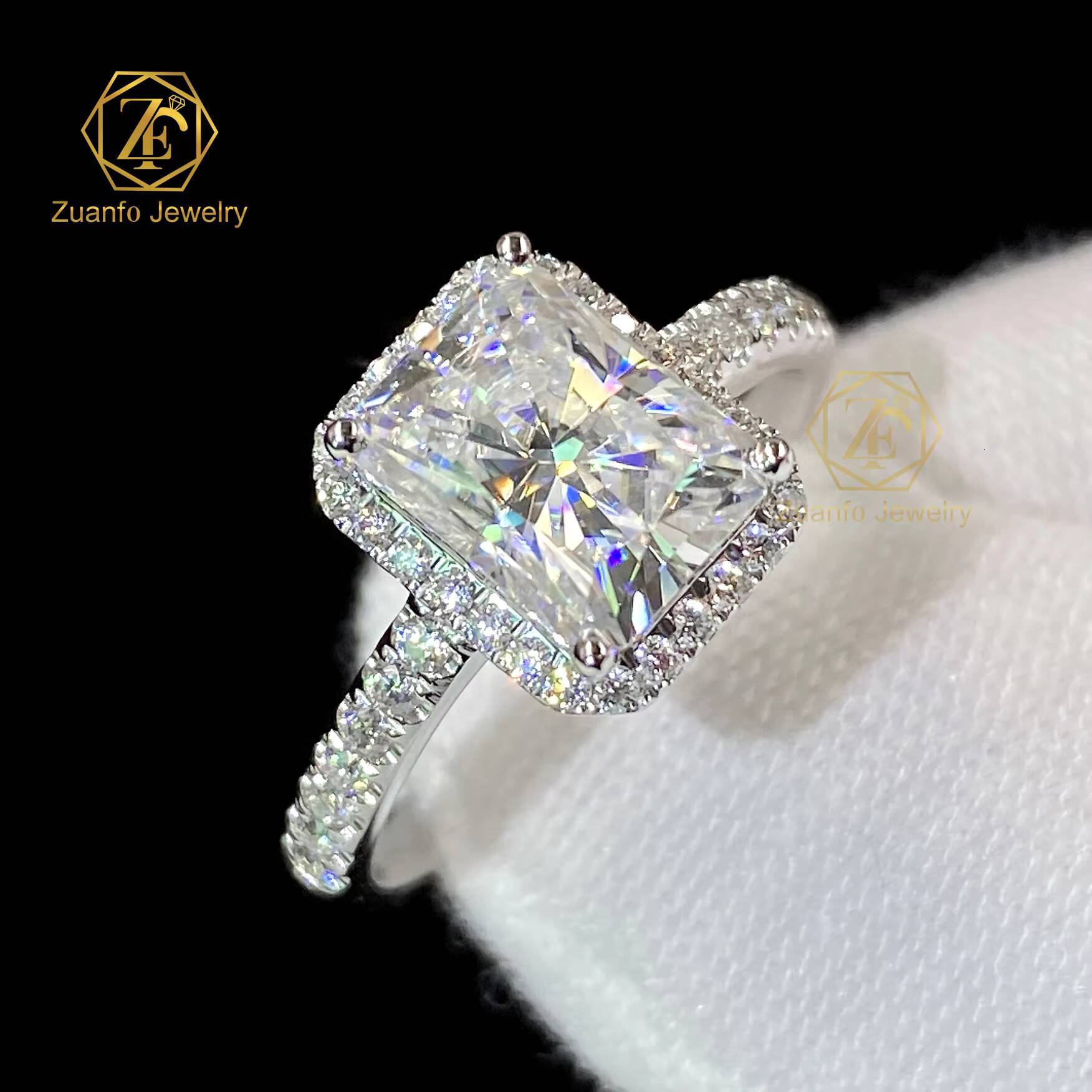 Manufacturer Custom Ring Solid 10K 14K 18K Gold Diamond VVS Moissanite 15ct Radiant Shape Custom Jewlery Custom Ring