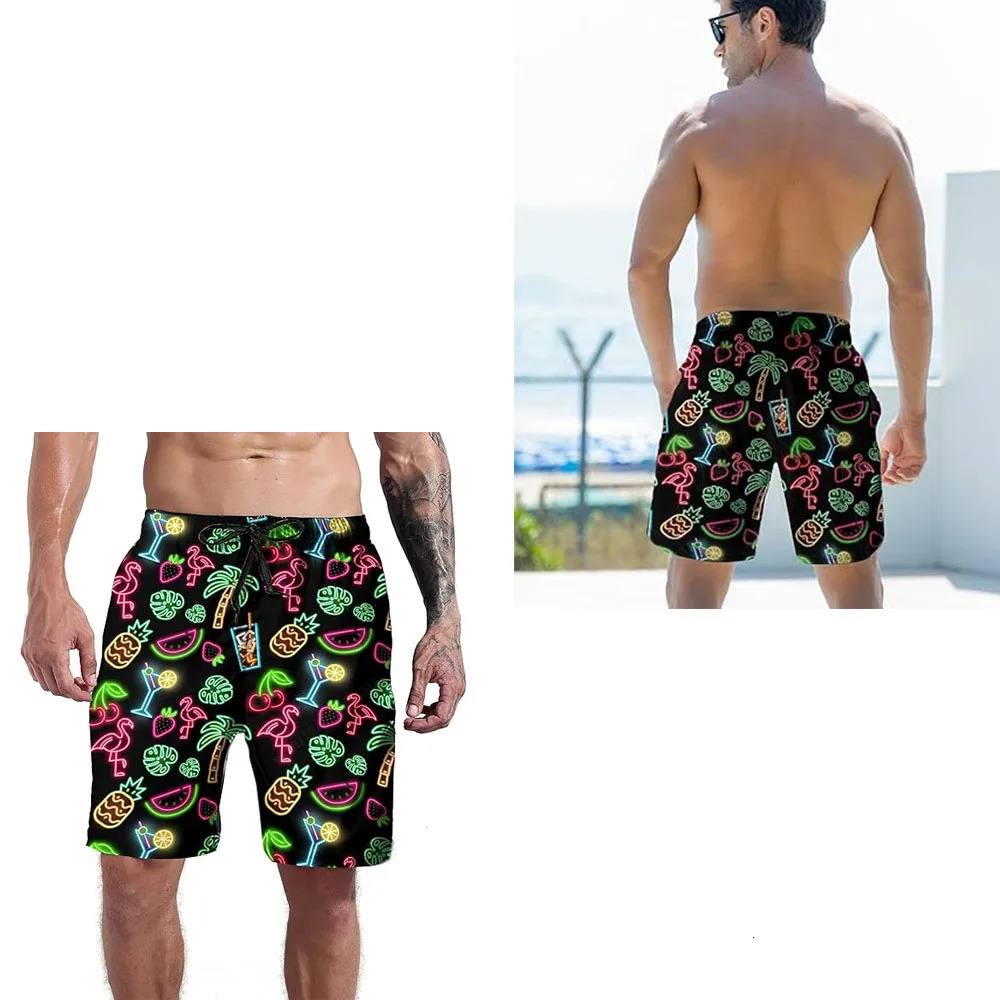 Mens long swim trunks quick drying mens sports shorts short styles colorful animal bear unicorn graphic beach swimsuit 250402m