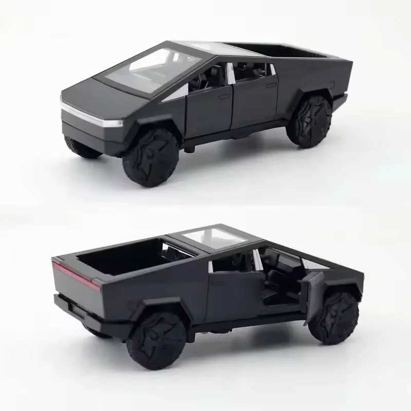 Tesla 1 36 Cyber Truck Pickup SUV Alloy Car Model Die Casting Metal Off road Vehicle Pullback Toy Collection Childrens Gifts Free shipping