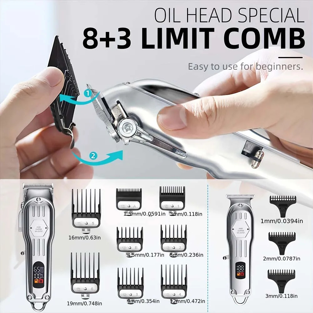 Professional Hair ClippersHair TrimmerBeard Shaver Kit for Men Barber Clipper Hair Cutting Kit Gifts for Men 251030