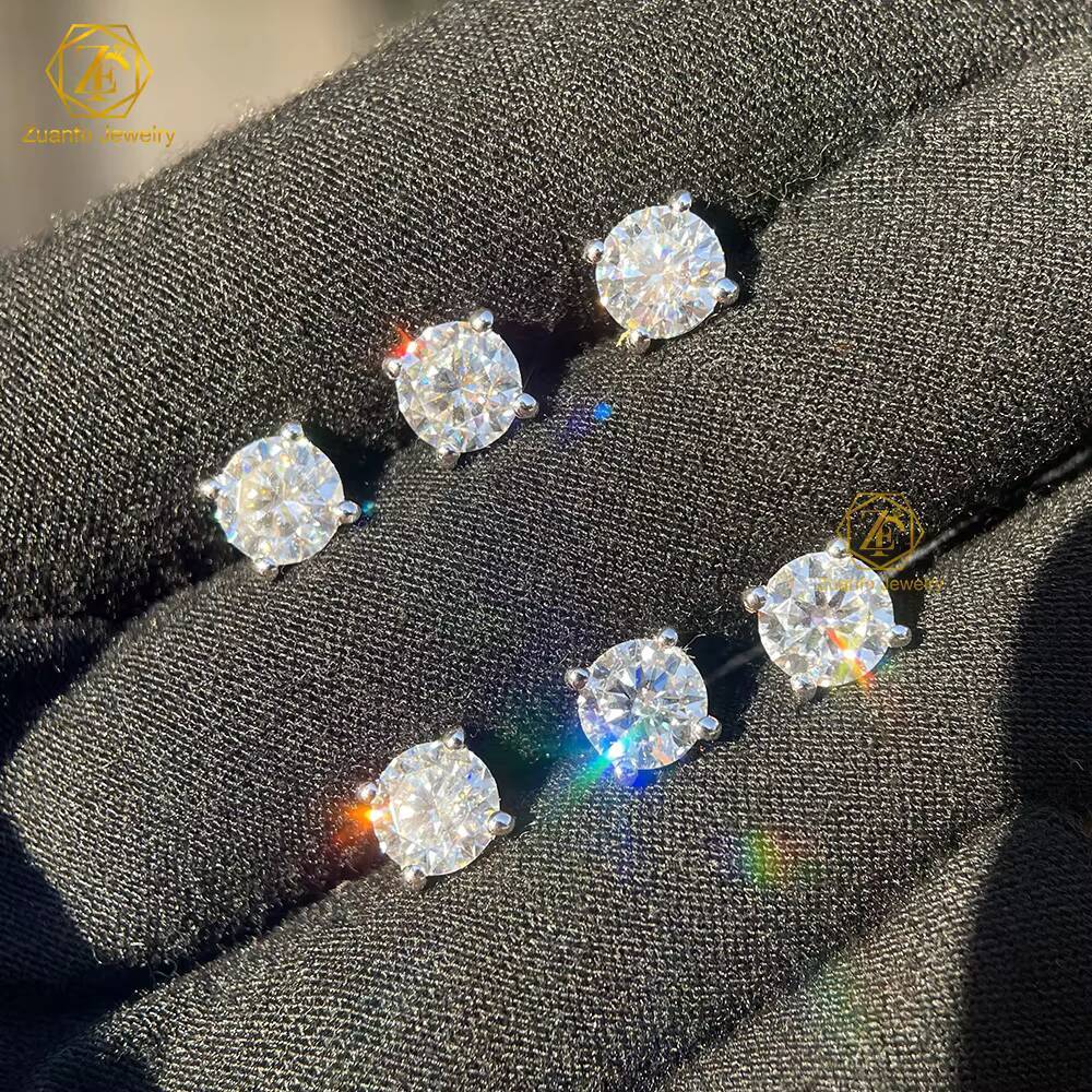 052ct Moissanite Diamond 05ct 1ct 2ct D Color 925 Sterling Silver 4 Prong Classic Stud Earrings for Women