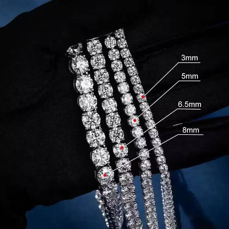 7 Days Fast Delivery Fine Jewelry 925 Sterling Silver VVS Moissanite Diamond Classic Cluster Bling Tennis Chain Necklace