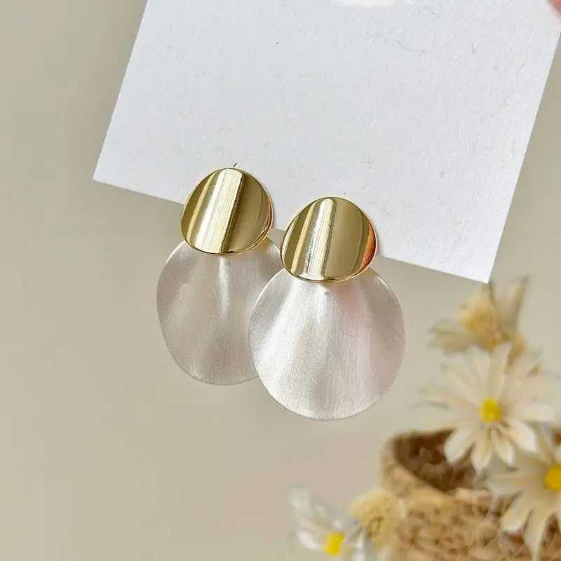 Niche Light Luxury Frosted Wire-drawing Round Geometric Metal Dangle Earrings For Women Fashion Sweet Jewelry Gifts Y250401