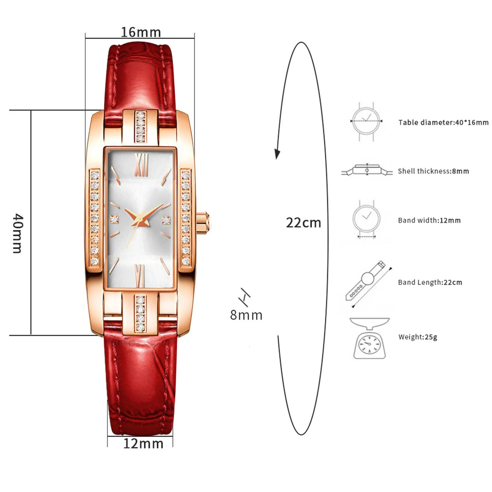 Womens Diamond Quartz Watch Diamond Wristwatch with PU Leather Strap for Home Office Working Dating Elegant 251031