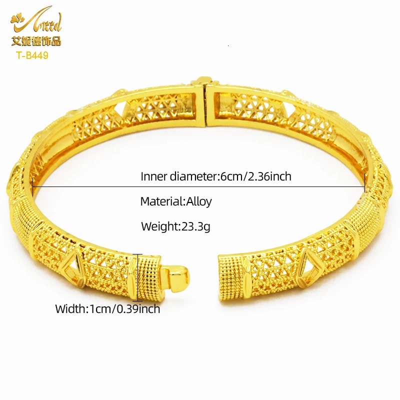 ANIID Dubai Gold Color Bangles For Women 24K Gold Plated Indian African Bracelets Charm Wedding Ethiopian Arabic Jewelry 250327
