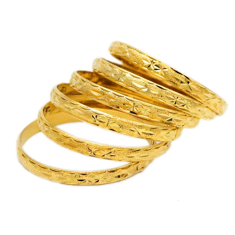 Moroccan Style Gold Plated Bracelet Middle East Wedding Bridal Bracelet Carved Pattern 8mm Bracelet Set Jewelry 250327