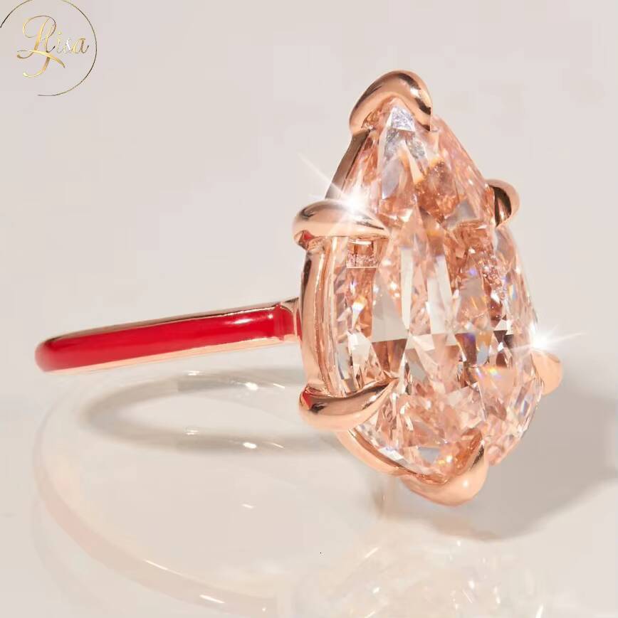 Custom Pink VVS Lab Grown Diamond Engagement Ring IGI for GIA Certified Pear Cut Solitaire for Women Fine Jewelry