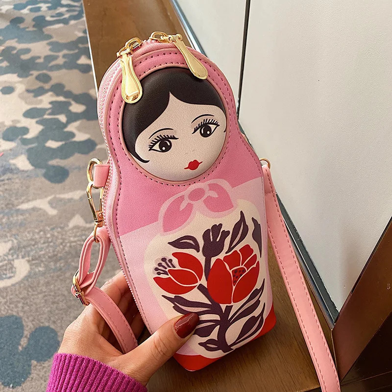 Creative Matryoshka Print Bag Women Crossbody Bags Women Fashion PU Leather Bag PhonePurses Bag Shoulder Bag Bolsas 251030