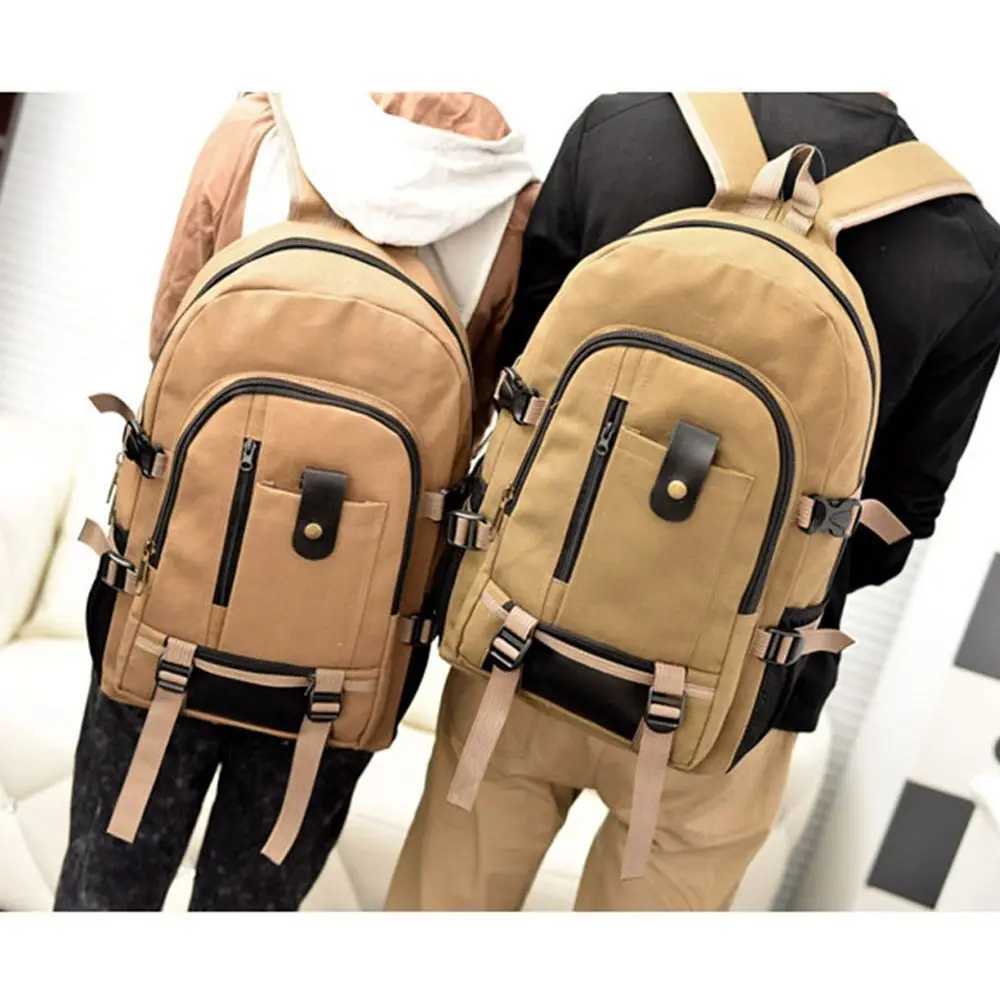 Men Women Vintage Canvas Backpack Rucksack Travel Sport Schoolbag Laptop Camping Bag Outdoor BagsC250407