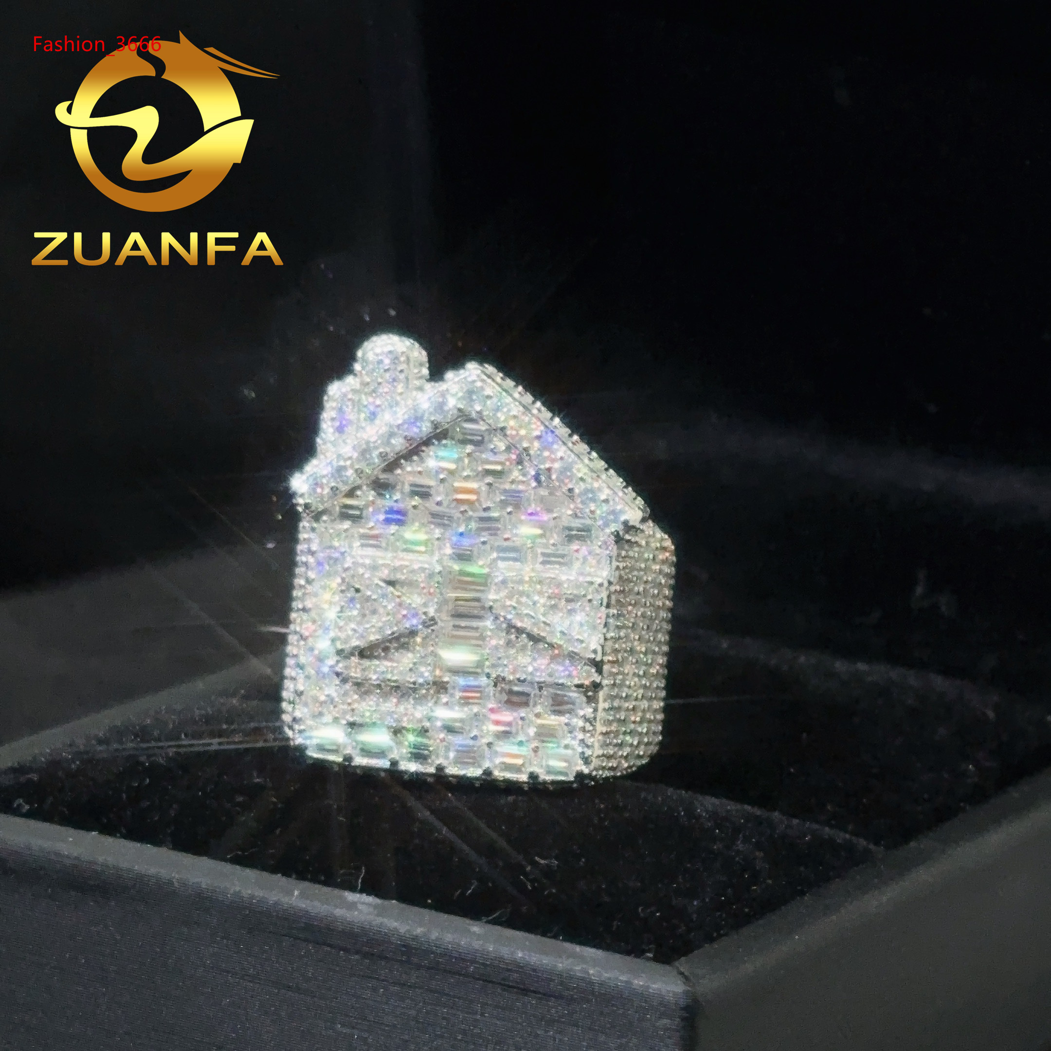 Fashion Men Jewelry House Ring Iced Out Hip Hop Ring 925 Silver Moissanite Diamond Ring