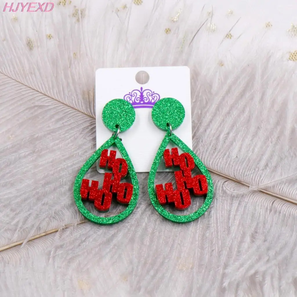 Christmas Dangle Earrings Christmas Pudding Earrings HOHOHO Glitter Acrylic Earrings 251031