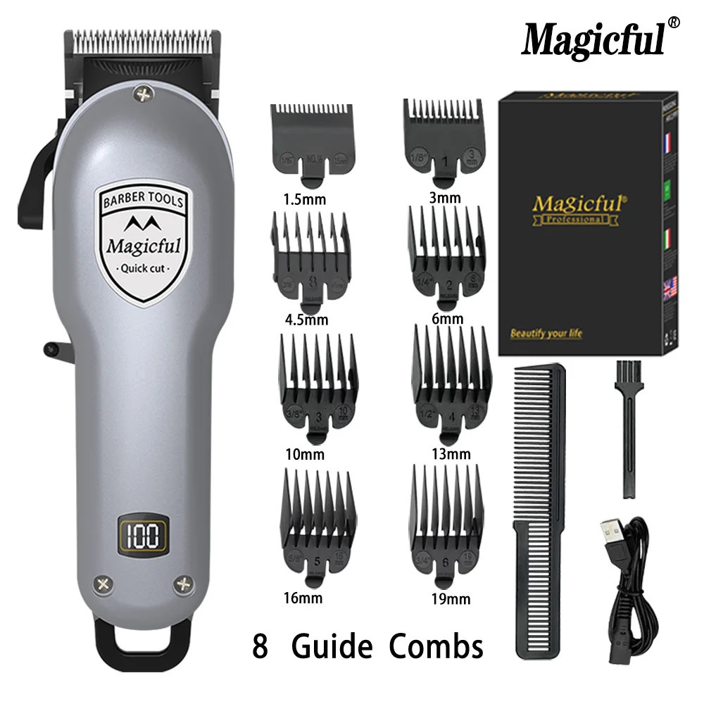 Magicful Fashion Professional Finish Hair Trimmer For Men Rechargeable Liion Battery Shaving Adjustable Electric Hair Clipper 251030