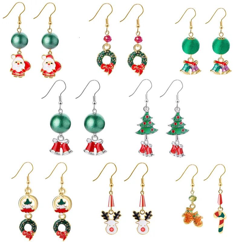 Christmas Dangle Earrings for Women Lovely Santa Claus Snowman Bell Christmas Tree Drop Earrings Xmas Jewelry Gift for Girls 251031