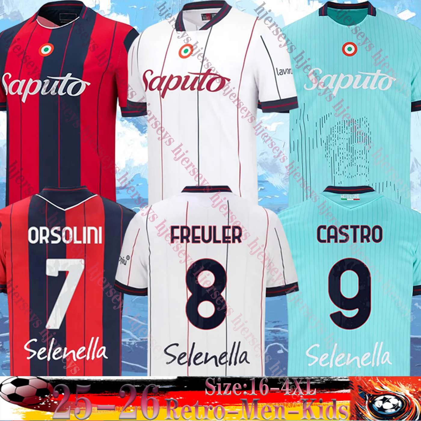 25/26 BoloGna Soccer Jerseys CAMBIAGHI NDOYE ORSOLINI CASTRO AEBISCHER DALLINGA 2025 2026 Home AEBISCHER FREULER FERGUSON FABBIAN Men Kids Kit Sets football T-shirt