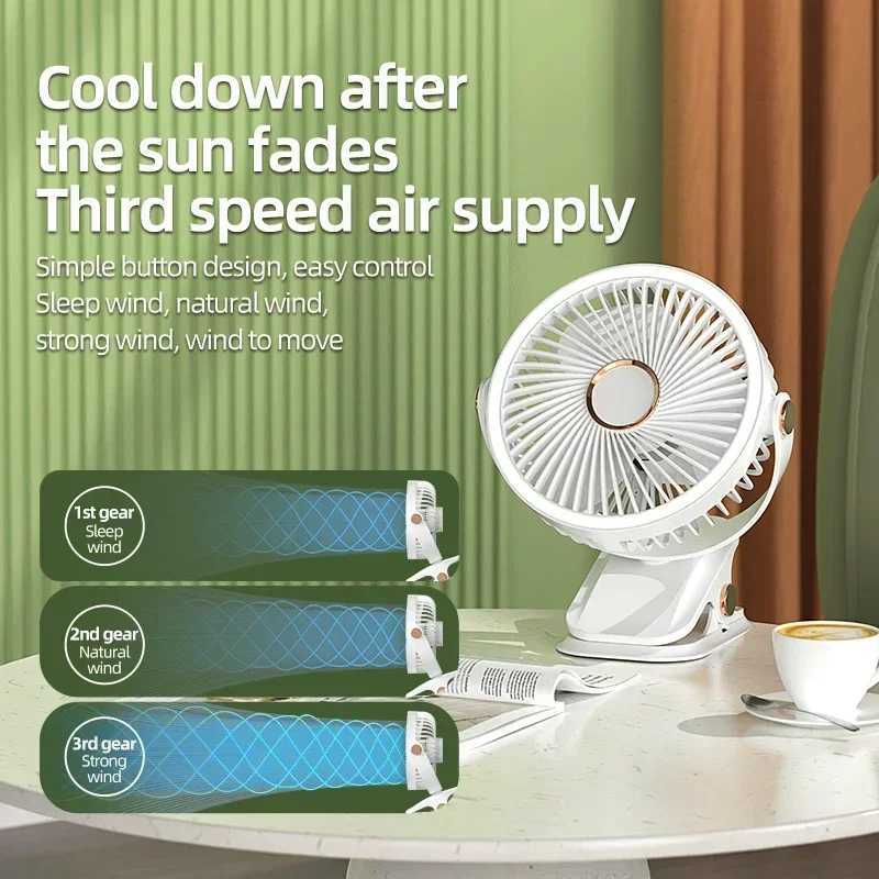 8000mAh camping fan rechargeable desktop portable air circulation device wireless ceiling electric fan with LED light clip on household fanXJ250402