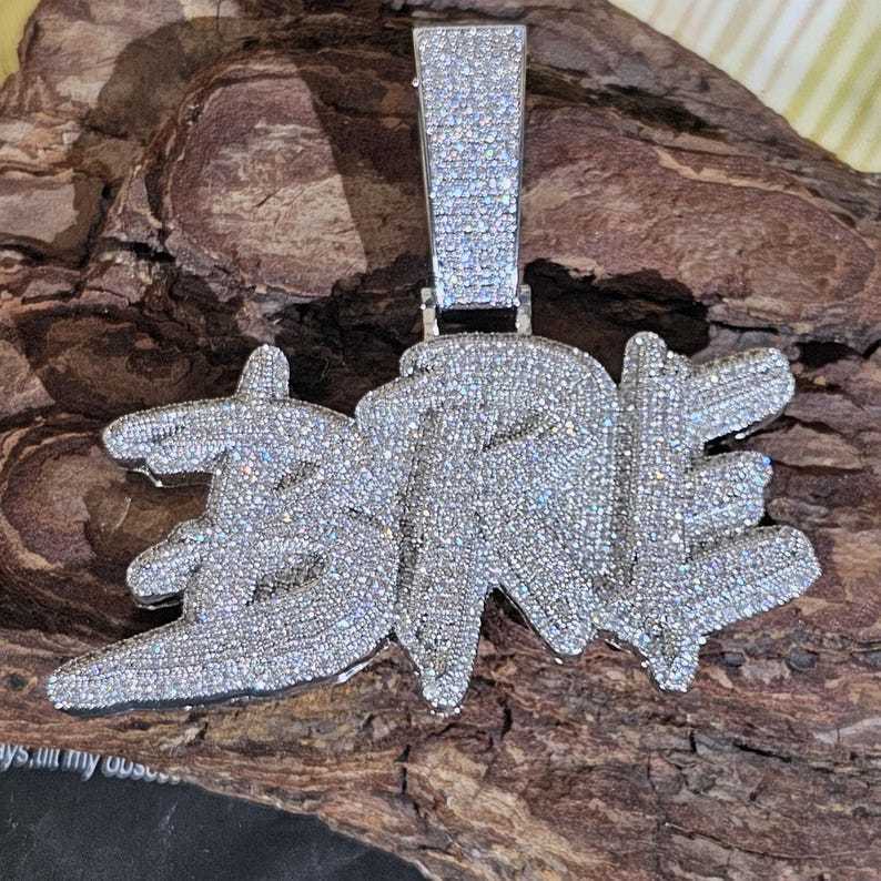 Custom pendant Hip Hop Moissante Luxury Jewelry Women Custom Iced out Name letter Pendant Necklace 925 Sier Cuban Chain Necklace
