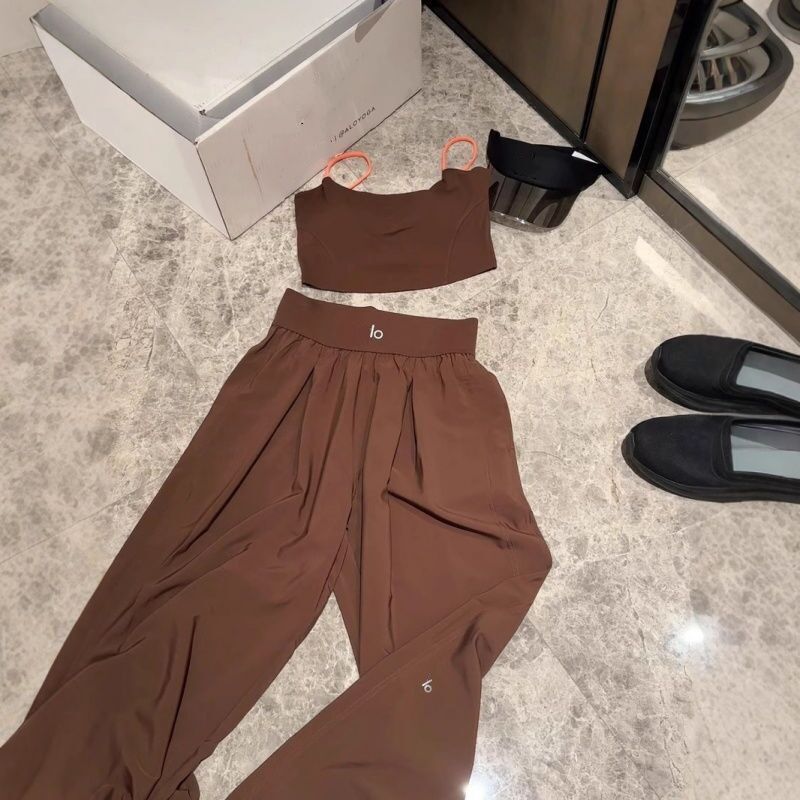 Women high elastic waist logo letter print loose palazzo casual designer pants sports trousers SMLXL