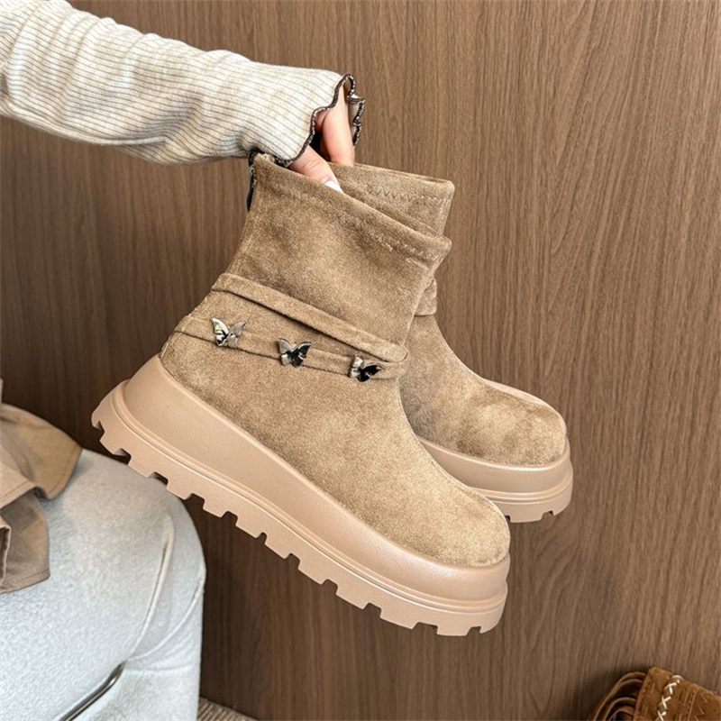 2025 new designer shoes free shipping winter half boots Non-slip outdoor casual snow boots women's velvet bow cotton shoes for warmth black white