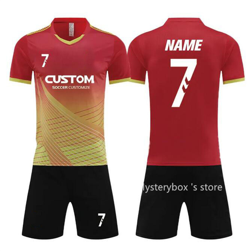 popular 2025 Custom Print Quick Dry Boys Kids Football Jerseys Short Sleeve Men Soccer Uniforms Sports Suit Futsal Training Sportswear dhgate Mysteryb